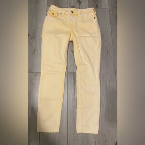 True Religion curvy skinny jeans creamy yellow summer / spring y2k Women Sz 29/8